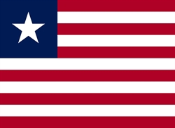 [ai] The national flag of Liberia, featuring red and white stripes with a blue rectangle in the upper left corner containing a white star.